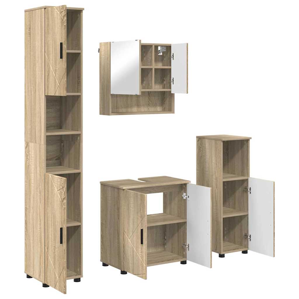 Bathroom Furniture Set 4 pcs Sonoma Oak Engineered wood & Metal