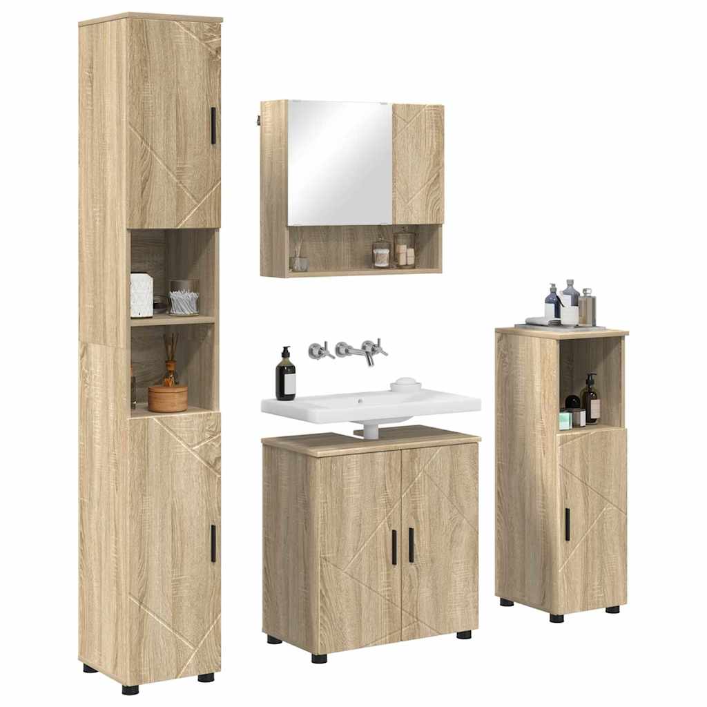 Bathroom Furniture Set 4 pcs Sonoma Oak Engineered wood & Metal
