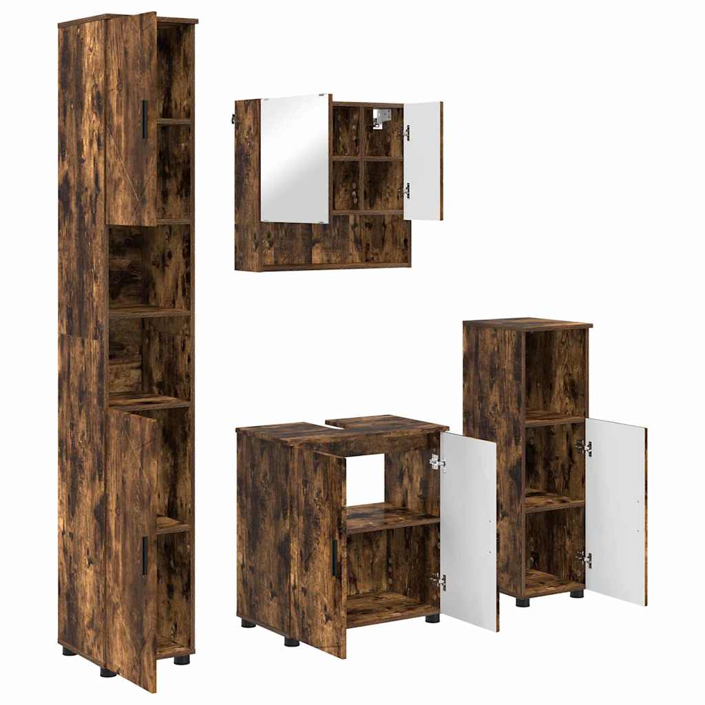 Bathroom Furniture Set 4 pcs Smoked Oak 61 x 35 x 64 cm