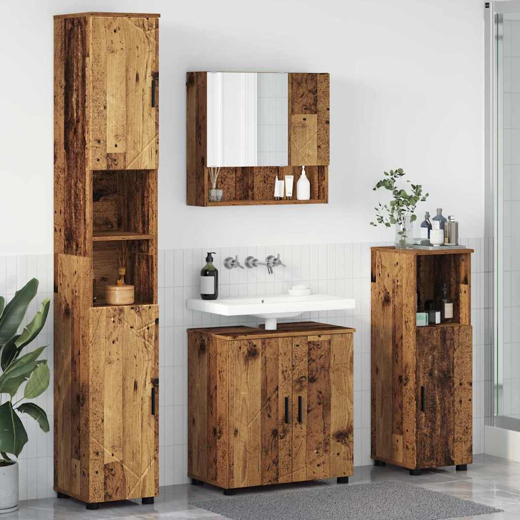 Bathroom Furniture Set 4 pcs Old Wood 61 x 35 x 64 cm