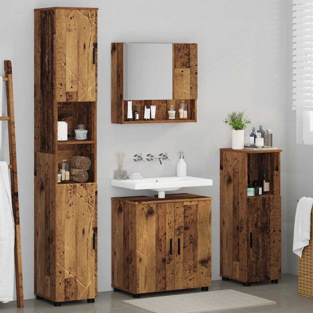Bathroom Furniture Set 4 pcs Old Wood 61 x 35 x 64 cm