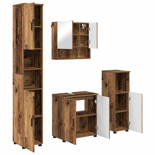 Bathroom Furniture Set 4 pcs Old Wood 61 x 35 x 64 cm