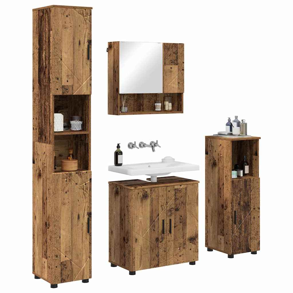 Bathroom Furniture Set 4 pcs Old Wood 61 x 35 x 64 cm