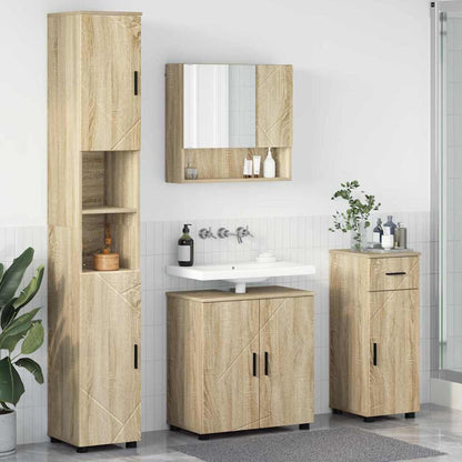 Bathroom Furniture Set 4 pcs Sonoma Oak Engineered wood & Metal