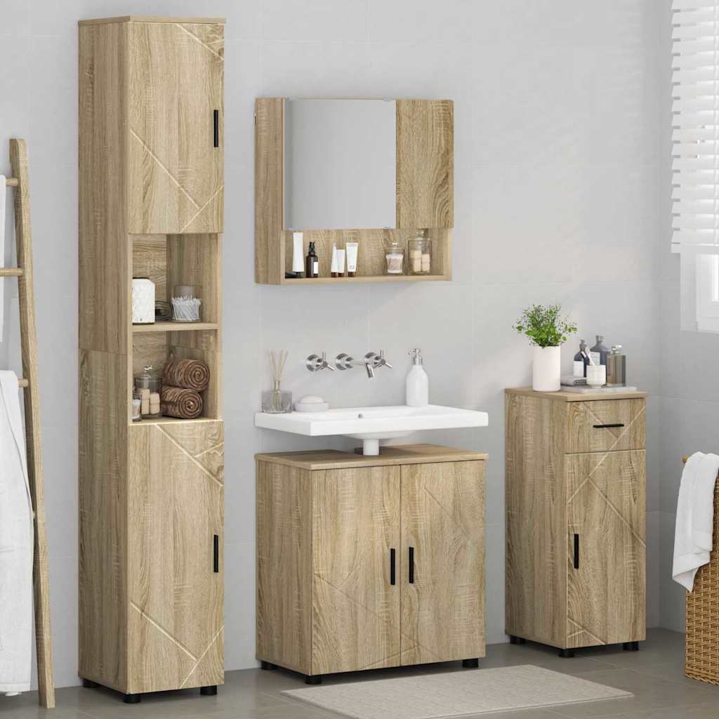 Bathroom Furniture Set 4 pcs Sonoma Oak Engineered wood & Metal