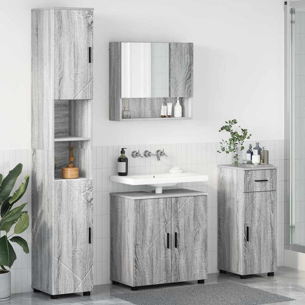 Bathroom Furniture Set 4 pcs Grey Sonoma 61 x 35 x 64 cm