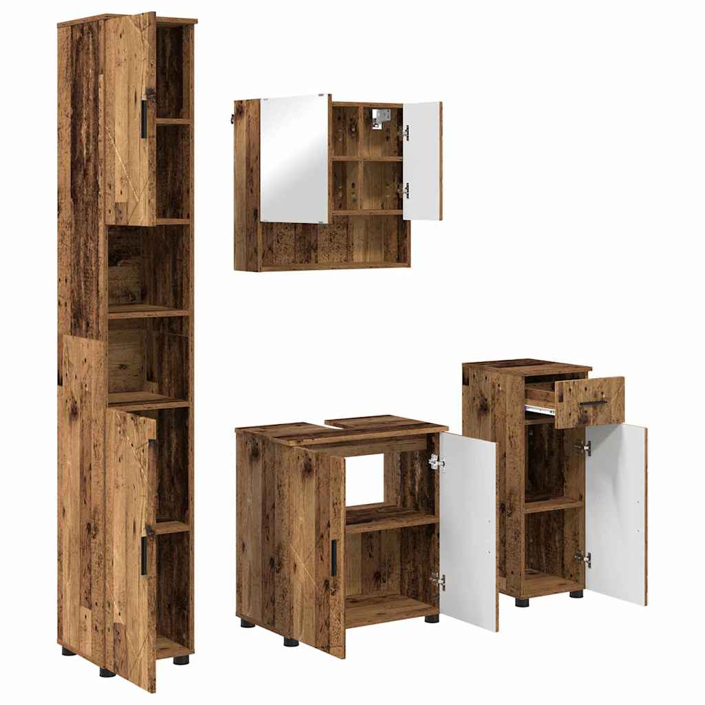 Bathroom Furniture Set 4 pcs Old Wood 61 x 35 x 64 cm