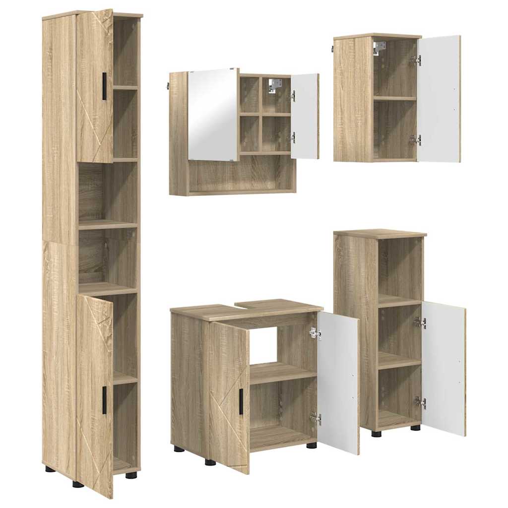 Bathroom Furniture Set 5 pcs Sonoma Oak Engineered wood & Metal