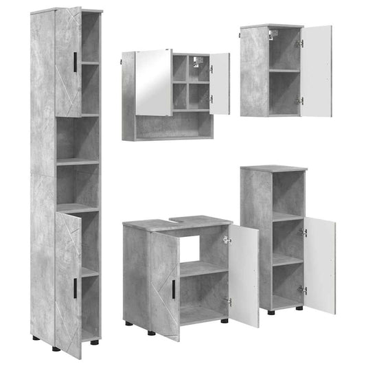 Bathroom Furniture Set 5 pcs Concrete Grey 61 x 35 x 64 cm