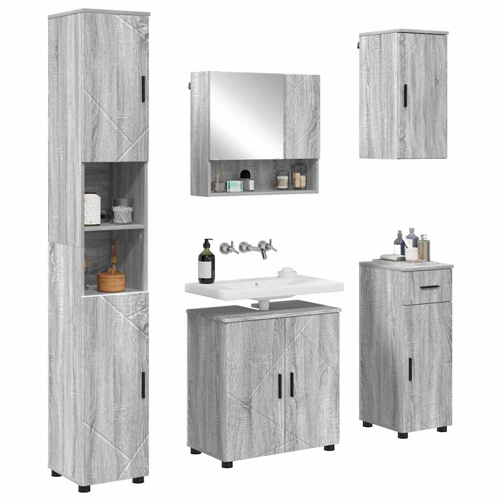 Bathroom Furniture Set 5 pcs Grey Sonoma 61 x 35 x 64 cm