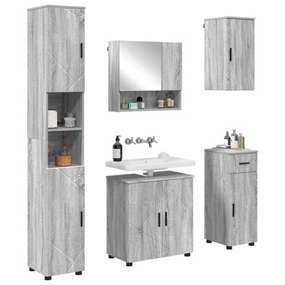 Bathroom Furniture Set 5 pcs Grey Sonoma 61 x 35 x 64 cm