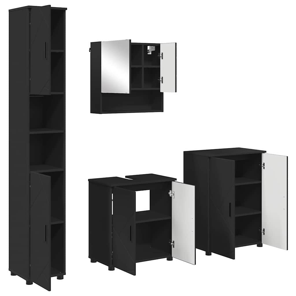 Bathroom Furniture Set 4 pcs Black 61 x 35 x 64 cm