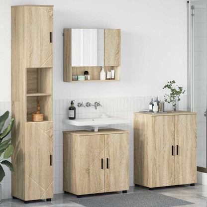 Bathroom Furniture Set 4 pcs Sonoma Oak Engineered wood & Metal