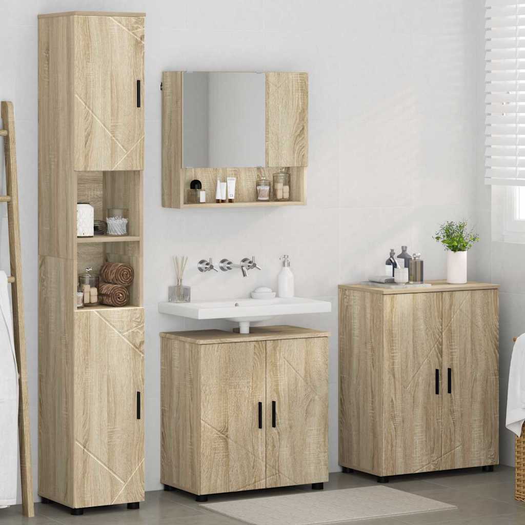 Bathroom Furniture Set 4 pcs Sonoma Oak Engineered wood & Metal