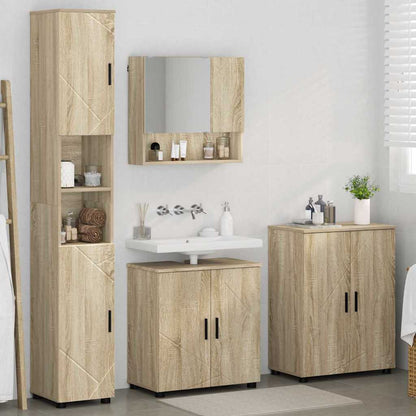 Bathroom Furniture Set 4 pcs Sonoma Oak Engineered wood & Metal