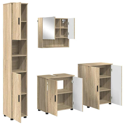 Bathroom Furniture Set 4 pcs Sonoma Oak Engineered wood & Metal