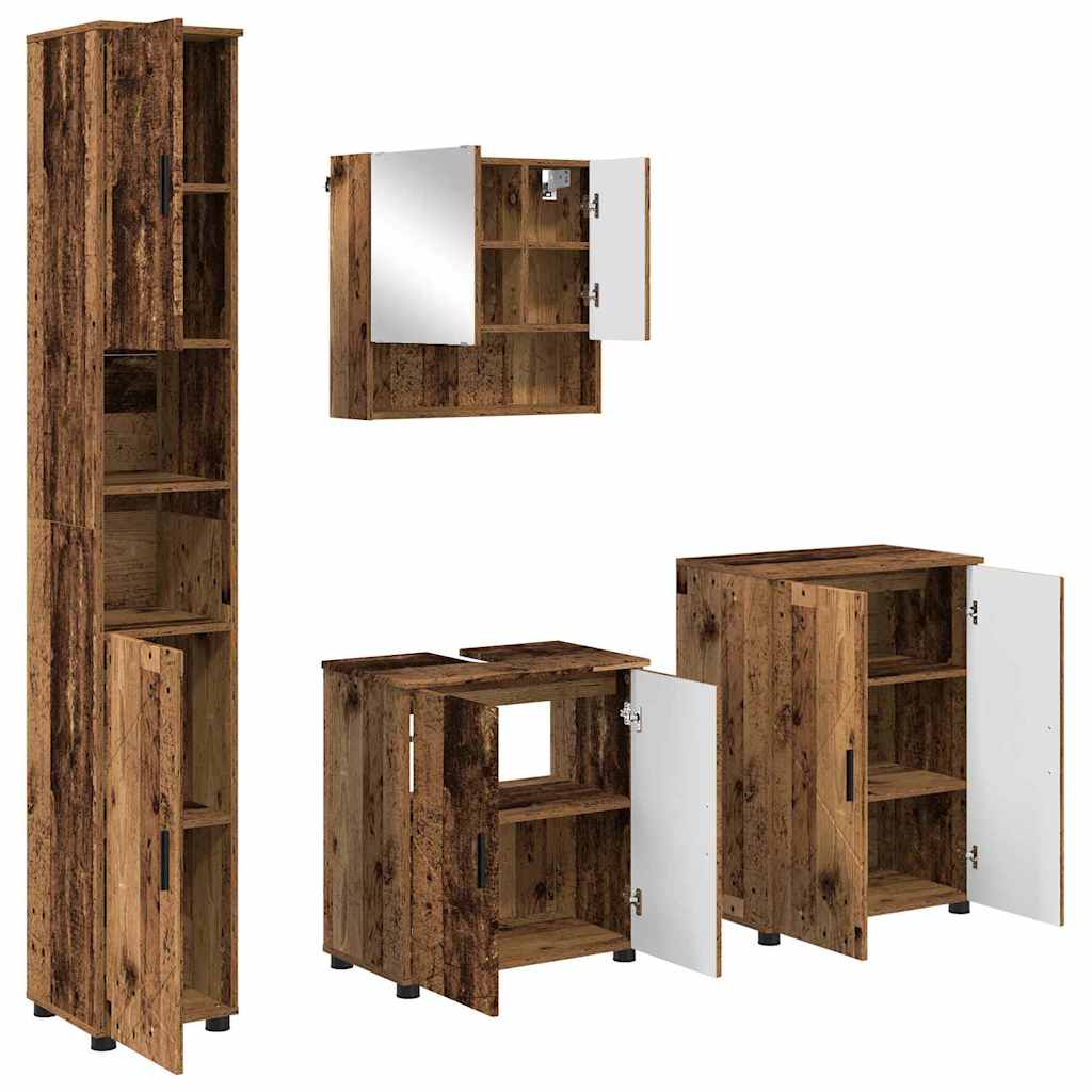 Bathroom Furniture Set 4 pcs Old Wood 61 x 35 x 64 cm