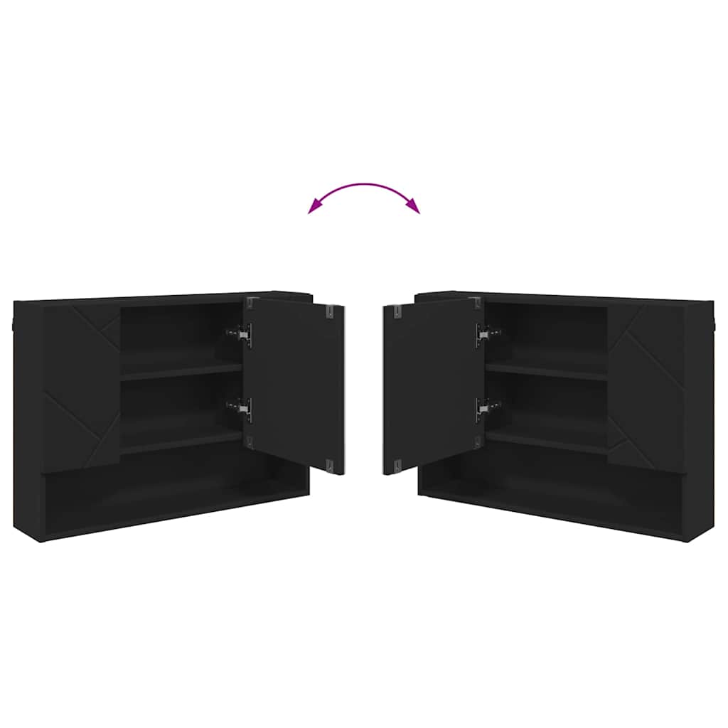 Bathroom Furniture Set 2 pcs Black Engineered Wood and Metal