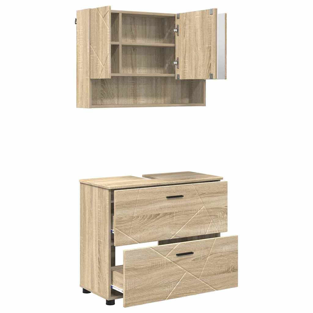 Bathroom Furniture Set with Drawer with Shelf 2 pcs Sonoma Oak