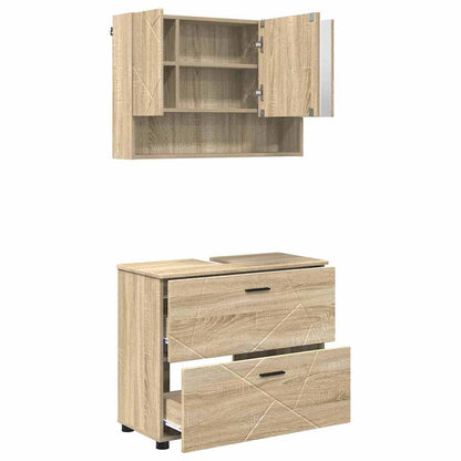 Bathroom Furniture Set with Drawer with Shelf 2 pcs Sonoma Oak