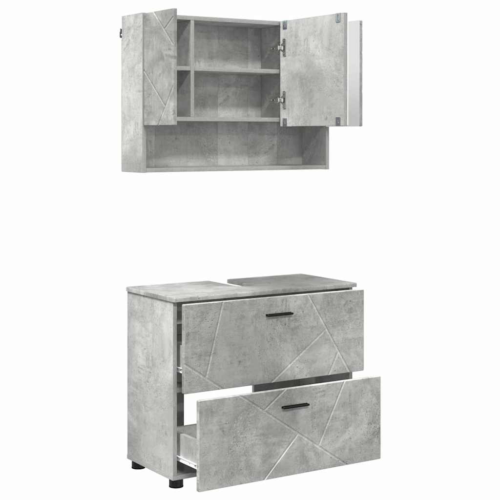 Bathroom Furniture Set with Drawer 2 pcs Concrete Grey