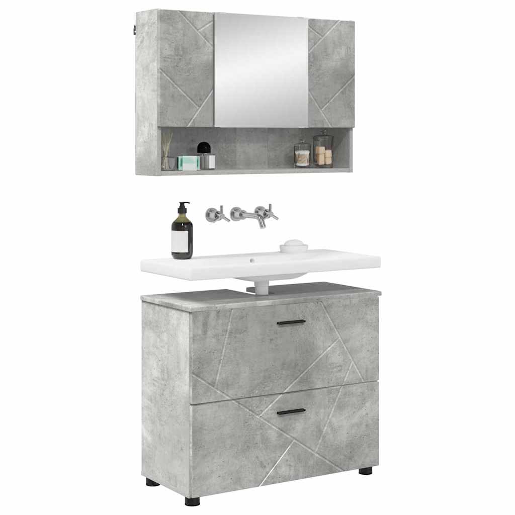 Bathroom Furniture Set with Drawer 2 pcs Concrete Grey