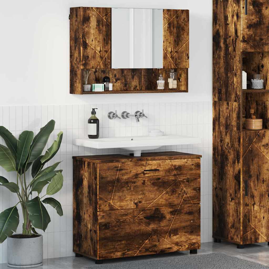 Bathroom Furniture Set 2 pcs Smoked Oak