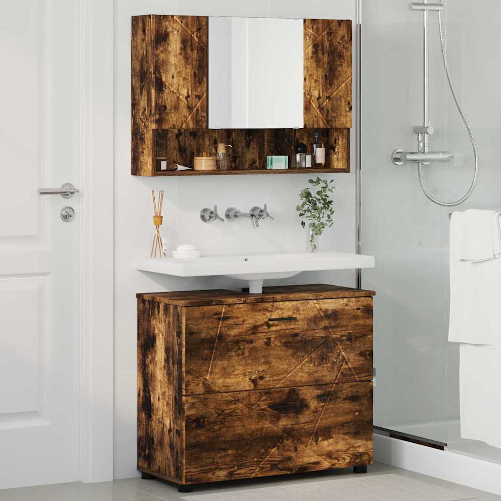 Bathroom Furniture Set 2 pcs Smoked Oak