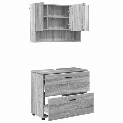 Bathroom Furniture Set with Drawer with Shelf 2 pcs Grey Sonoma