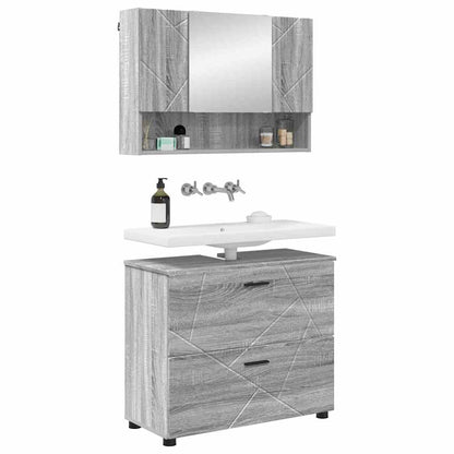 Bathroom Furniture Set with Drawer with Shelf 2 pcs Grey Sonoma