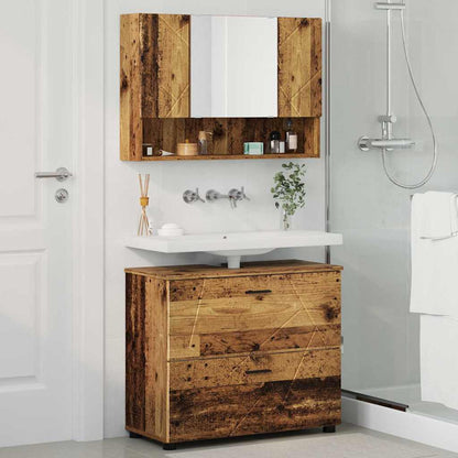 Bathroom Furniture Set 2 pcs Old Wood Engineered Wood and Metal