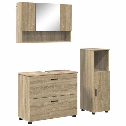 Bathroom Furniture Set with Drawer with Shelf 3 pcs Sonoma Oak