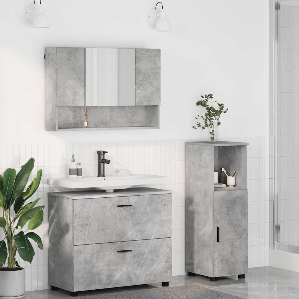 Bathroom Furniture Set with Drawer 3 pcs Concrete Grey