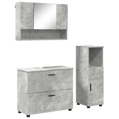 Bathroom Furniture Set with Drawer 3 pcs Concrete Grey