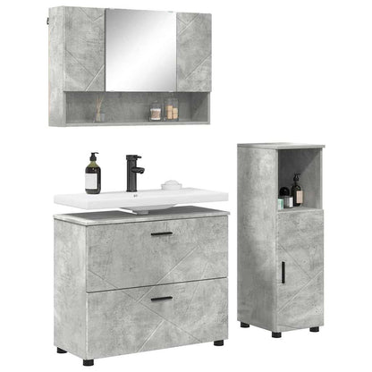 Bathroom Furniture Set with Drawer 3 pcs Concrete Grey