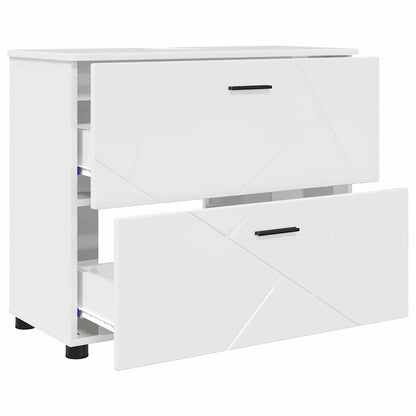 Bathroom Furniture Set with Drawer 3 pcs High Gloss White