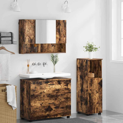 Bathroom Furniture Set 3 pcs Smoked Oak