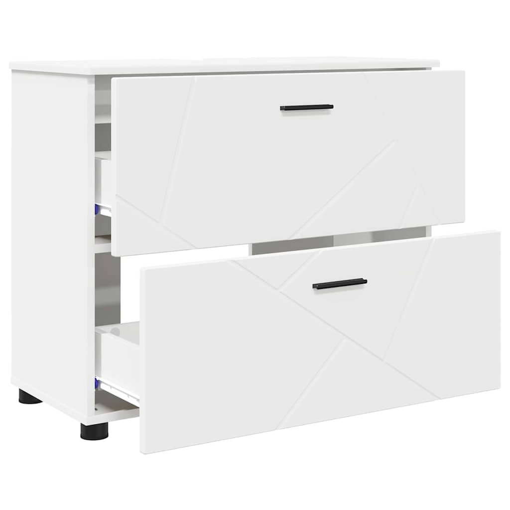 Bathroom Furniture Set 3 pcs White Engineered Wood and Metal