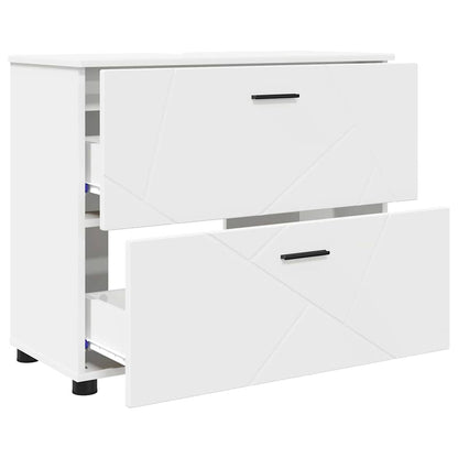 Bathroom Furniture Set 3 pcs White Engineered Wood and Metal
