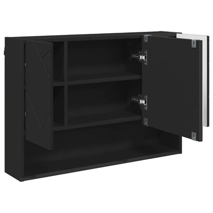 Bathroom Furniture Set 3 pcs Black Engineered Wood and Metal