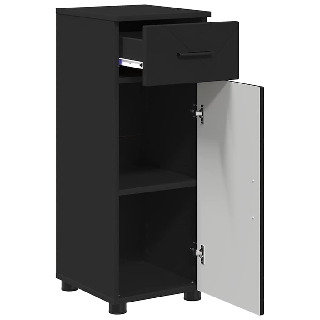 Bathroom Furniture Set 3 pcs Black Engineered Wood and Metal