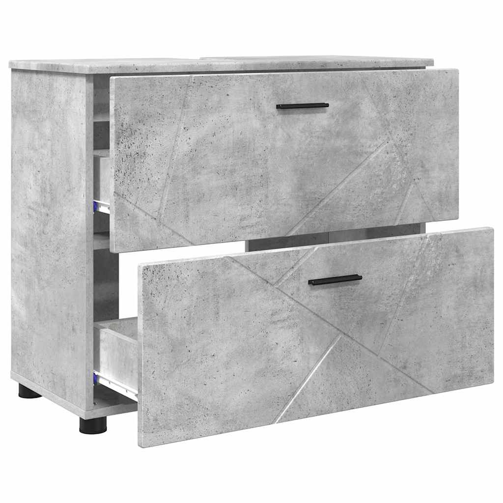 Bathroom Furniture Set with Drawer 3 pcs Concrete Grey