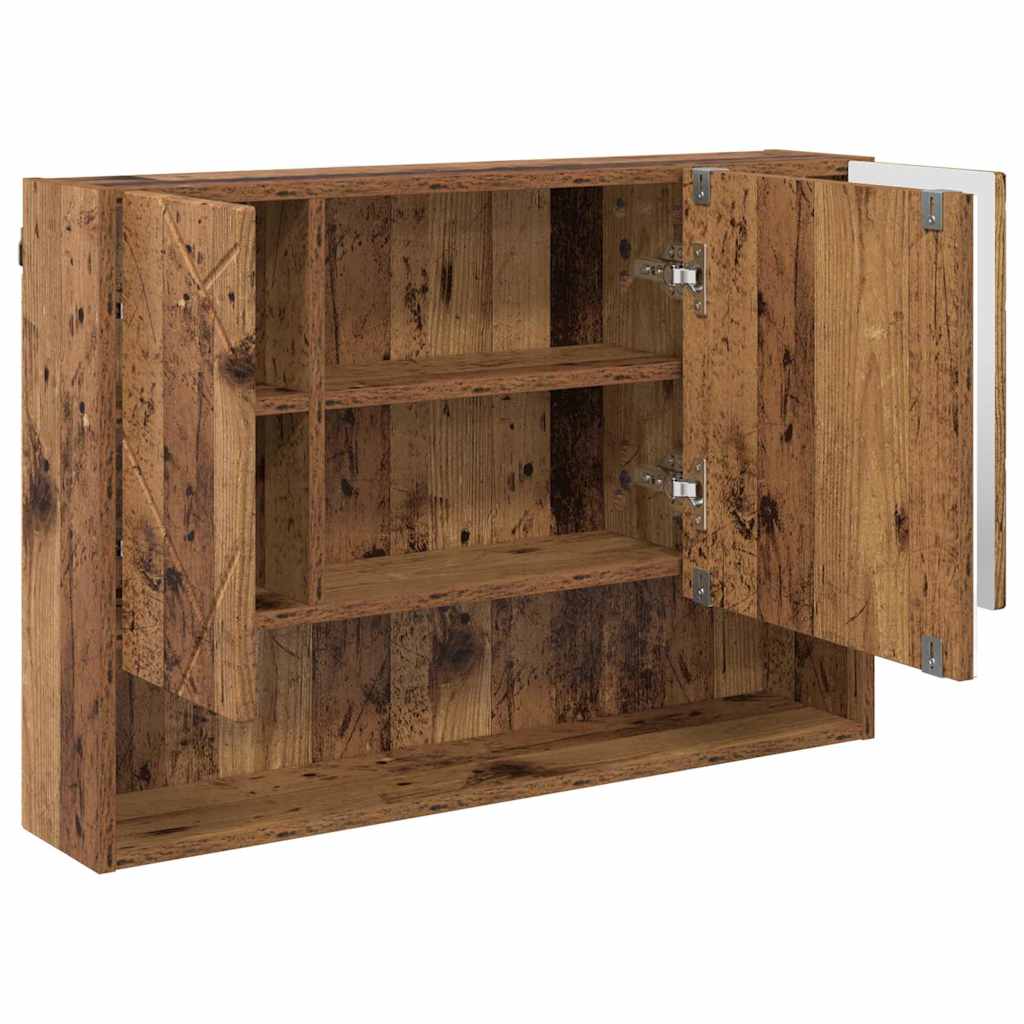Bathroom Furniture Set 3 pcs Old Wood Engineered Wood and Metal