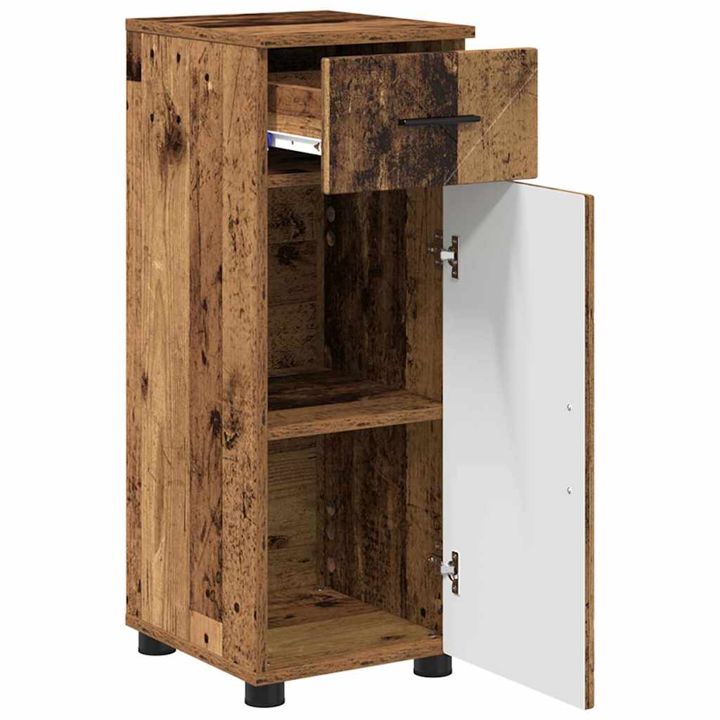 Bathroom Furniture Set 3 pcs Old Wood Engineered Wood and Metal
