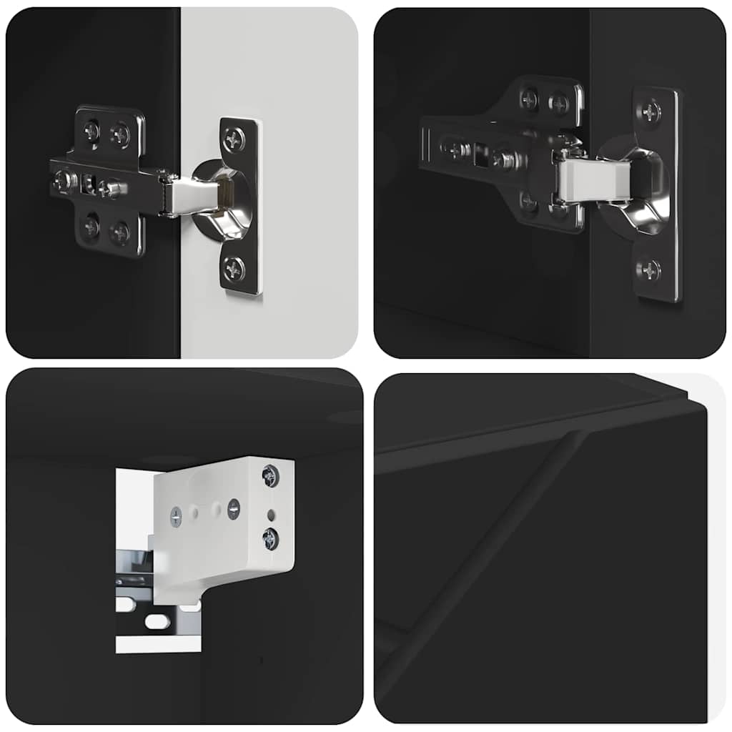 Bathroom Furniture Set 4 pcs Black Engineered Wood and Metal