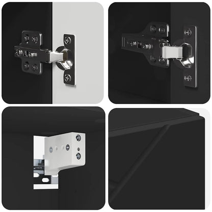 Bathroom Furniture Set 4 pcs Black Engineered Wood and Metal