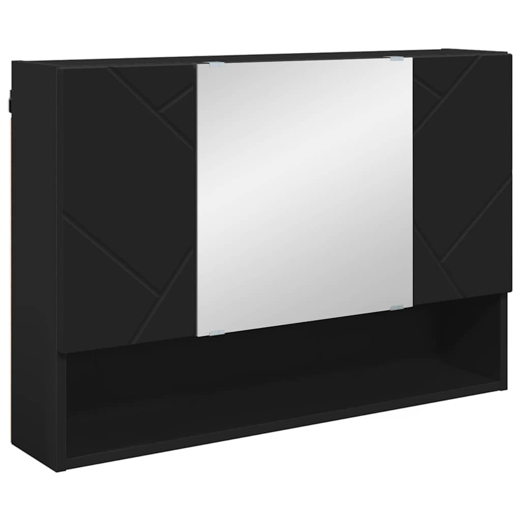 Bathroom Furniture Set 4 pcs Black Engineered Wood and Metal
