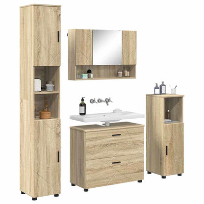 Bathroom Furniture Set with Drawer with Shelf 4 pcs Sonoma Oak