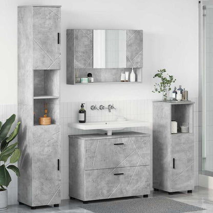 Bathroom Furniture Set with Drawer 4 pcs Concrete Grey