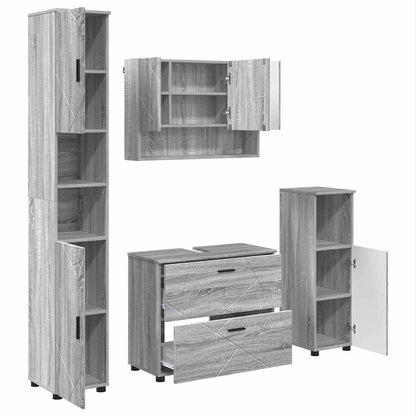 Bathroom Furniture Set with Drawer with Shelf 4 pcs Grey Sonoma